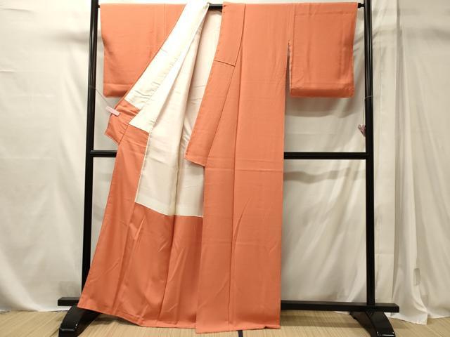 平和屋着物■上質な色無地　柿色　正絹　逸品　CABM1131oy