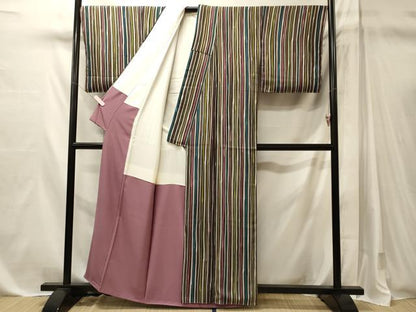 平和屋着物■上質な小紋　縞　正絹　逸品　CABM1133oy