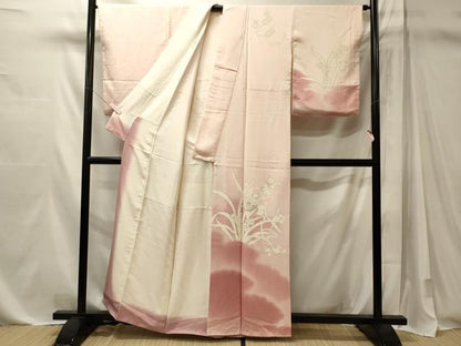 平和屋着物■訪問着　刺繍　草花文　暈し染め　金彩　正絹　逸品　未使用　CABM1134oy