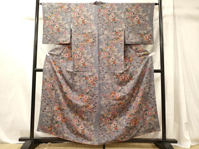 平和屋着物■上質な小紋　辻が花　鬼しぼ縮緬　正絹　逸品　CABM1140oy
