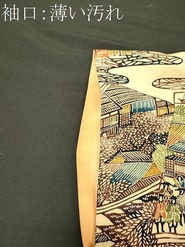 平和屋着物■上質な小紋　型染め　冊子人物風景文　正絹　逸品　CABM1163oy