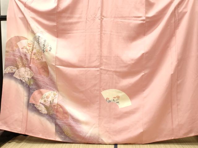 平和屋着物■訪問着　地紙重ね流水花文　暈し染め　金銀彩　正絹　逸品　CABM1166oy