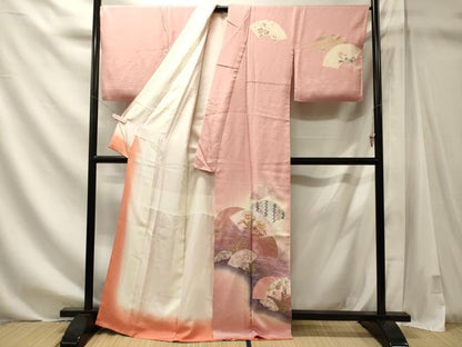 平和屋着物■訪問着　地紙重ね流水花文　暈し染め　金銀彩　正絹　逸品　CABM1166oy