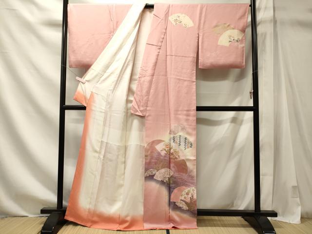 平和屋着物■訪問着　地紙重ね流水花文　暈し染め　金銀彩　正絹　逸品　CABM1166oy