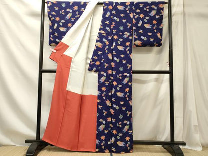 平和屋着物■上質な小紋　舞蝶草花文　鬼しぼ縮緬　高島屋扱い　正絹　逸品　CABM1190oy