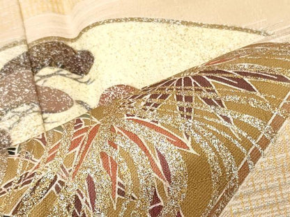 平和屋着物■訪問着　地紙吉祥松文　暈し染め　金銀彩　正絹　逸品　未使用　CABM1194oy