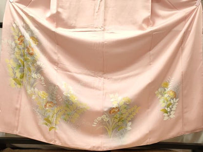 平和屋着物■中国三大刺繍　相良刺繍　訪問着　草花文　暈し染め　金彩　正絹　逸品　CABM1198oy
