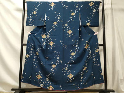 平和屋着物■上質な小紋　折鶴　鬼しぼ縮緬　正絹　逸品　CABM1200oy
