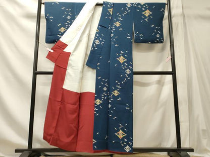平和屋着物■上質な小紋　折鶴　鬼しぼ縮緬　正絹　逸品　CABM1200oy