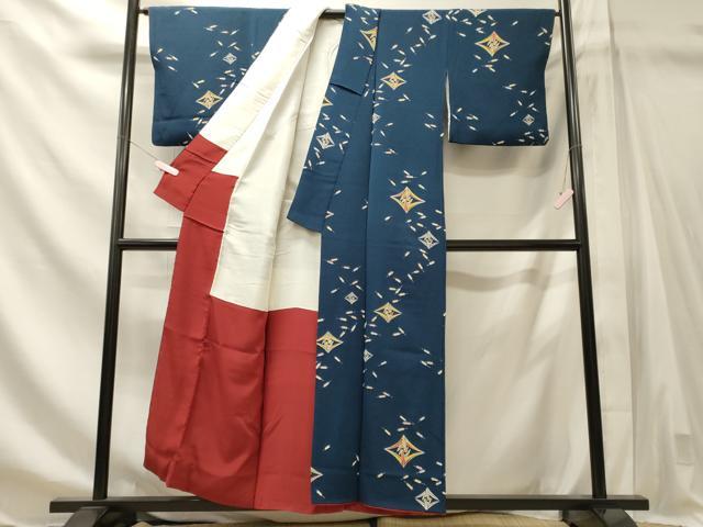 平和屋着物■上質な小紋　折鶴　鬼しぼ縮緬　正絹　逸品　CABM1200oy