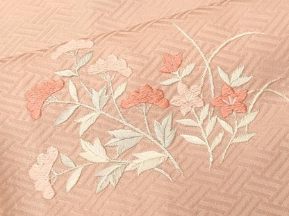 平和屋着物■訪問着　駒刺繍　絞り　流水檜扇草花文　正絹　逸品　CABM1202ev