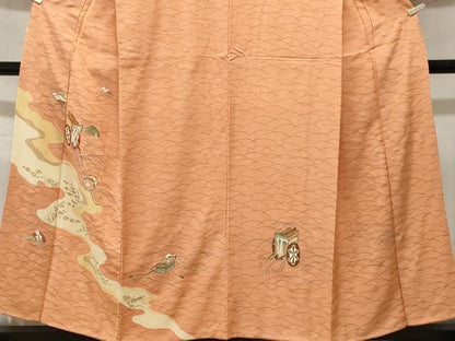 平和屋着物■訪問着　駒刺繍　芝草御所車文箱花文　金彩　正絹　逸品　CABM1203ev
