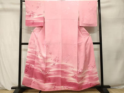 平和屋着物■訪問着　地紋起こし　霞枝花文　暈し染め　正絹　逸品　CABM1205ev