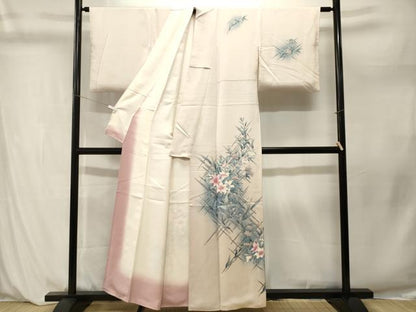平和屋着物■訪問着　笹竹草花文　暈し染め　正絹　逸品　CABM1206ev
