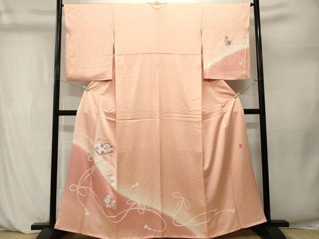 平和屋着物■訪問着　作家物　総刺繍　駒刺繍　文箱　結び紐花文　暈し染め　正絹　逸品　CABM1226ev