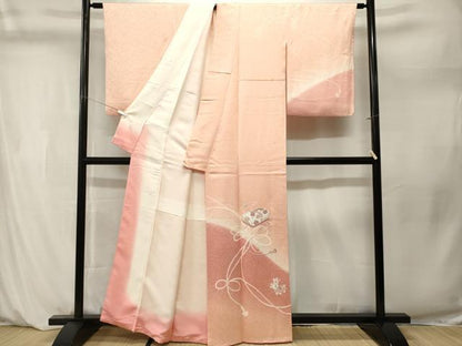 平和屋着物■訪問着　作家物　総刺繍　駒刺繍　文箱　結び紐花文　暈し染め　正絹　逸品　CABM1226ev