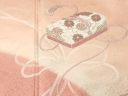 平和屋着物■訪問着　作家物　総刺繍　駒刺繍　文箱　結び紐花文　暈し染め　正絹　逸品　CABM1226ev