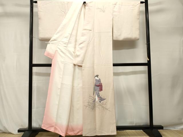 平和屋着物■訪問着　人ぶる草花文　正絹　逸品　CABM1227ev