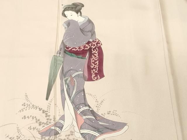 平和屋着物■訪問着　人ぶる草花文　正絹　逸品　CABM1227ev