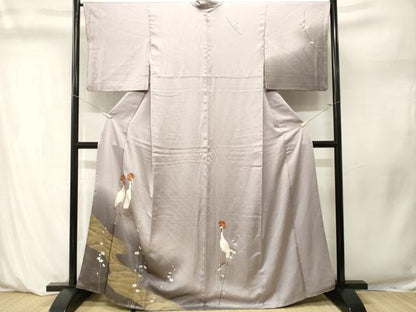 平和屋着物■訪問着　鶏　流水草花文　暈し染め　金彩　正絹　逸品　CABM1228ev