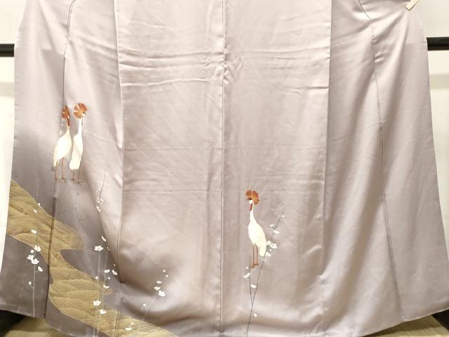 平和屋着物■訪問着　鶏　流水草花文　暈し染め　金彩　正絹　逸品　CABM1228ev