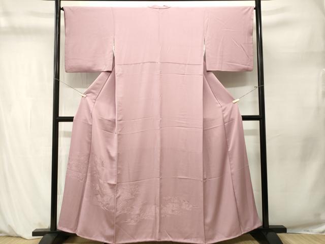 平和屋着物■訪問着　色無地　風景地紋　紅藤色　正絹　逸品　CABM1231ev
