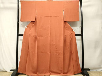 平和屋着物■上質な色無地　赤茶色　正絹　逸品　CABM1233ev