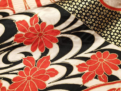 平和屋着物■豪華振袖　駒刺繍　松竹梅御所車花文　金彩　正絹　逸品　CABM1243ev