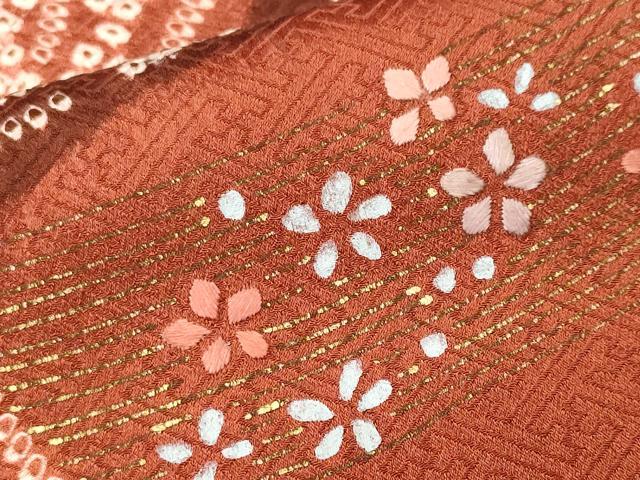 平和屋着物■訪問着　刺繍　絞り　流水舞花文　金彩　正絹　逸品　CABM1251ev