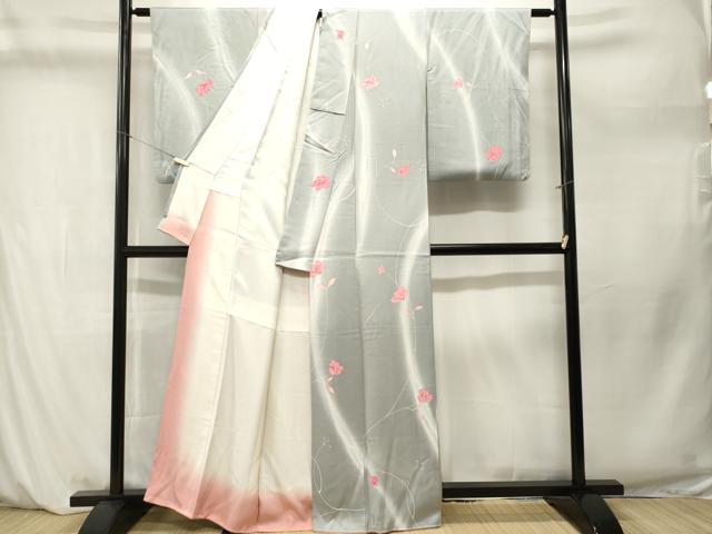 平和屋着物■上質な小紋　枝花文　暈し染め　正絹　逸品　CABM1261ev