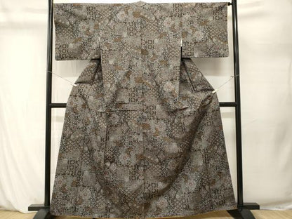 平和屋着物■上質な紬　破れ色紙花唐草文　正絹　逸品　CABM1265ev