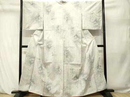 平和屋着物■上質な紬　草花文　正絹　逸品　CABM1266ev