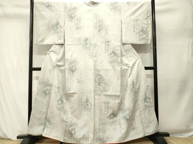 平和屋着物■上質な紬　草花文　正絹　逸品　CABM1266ev
