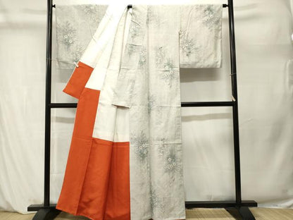 平和屋着物■上質な紬　草花文　正絹　逸品　CABM1266ev