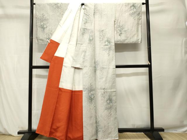 平和屋着物■上質な紬　草花文　正絹　逸品　CABM1266ev