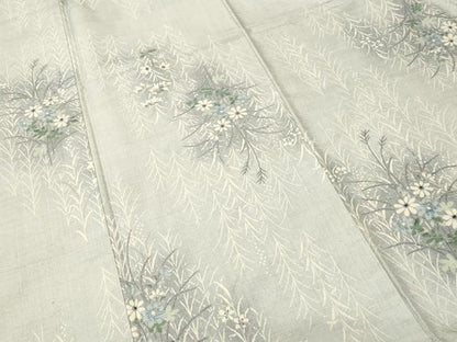 平和屋着物■上質な紬　草花文　正絹　逸品　CABM1266ev