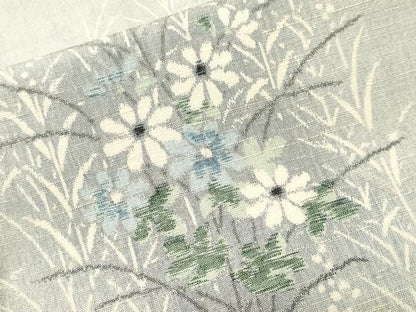 平和屋着物■上質な紬　草花文　正絹　逸品　CABM1266ev