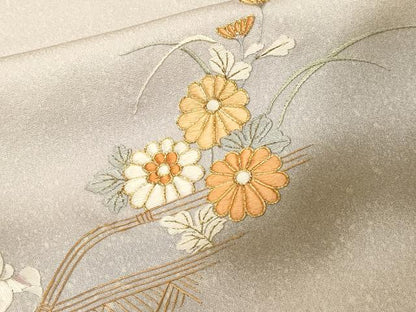 平和屋着物■訪問着　総刺繍　駒刺繍　流水鴛鴦草花文　暈し染め　金彩　正絹　逸品　CABM1271ev