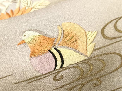 平和屋着物■訪問着　総刺繍　駒刺繍　流水鴛鴦草花文　暈し染め　金彩　正絹　逸品　CABM1271ev