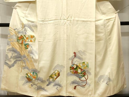 平和屋着物■中国三大刺繍　相良刺繍　訪問着　駒刺繍　渡り橋文箱花松文　金彩　やまと誂製　正絹　逸品　CABM1281ev