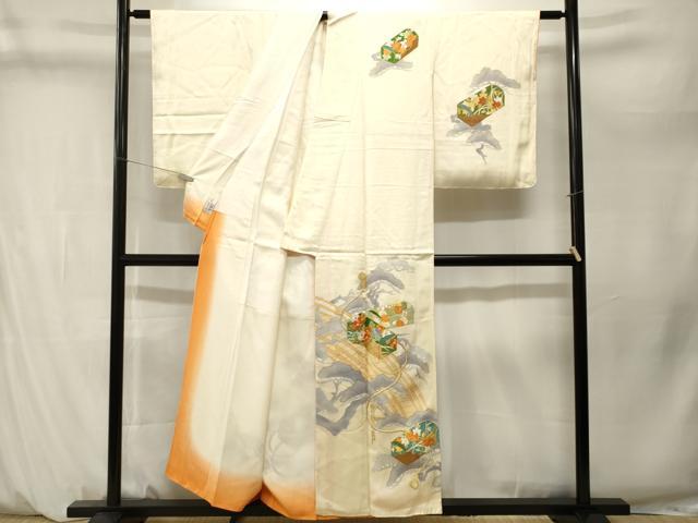 平和屋着物■中国三大刺繍　相良刺繍　訪問着　駒刺繍　渡り橋文箱花松文　金彩　やまと誂製　正絹　逸品　CABM1281ev