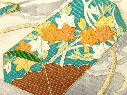 平和屋着物■中国三大刺繍　相良刺繍　訪問着　駒刺繍　渡り橋文箱花松文　金彩　やまと誂製　正絹　逸品　CABM1281ev