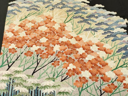 平和屋着物■豪華黒留袖　松竹梅文　正絹　逸品　CABM1282ev
