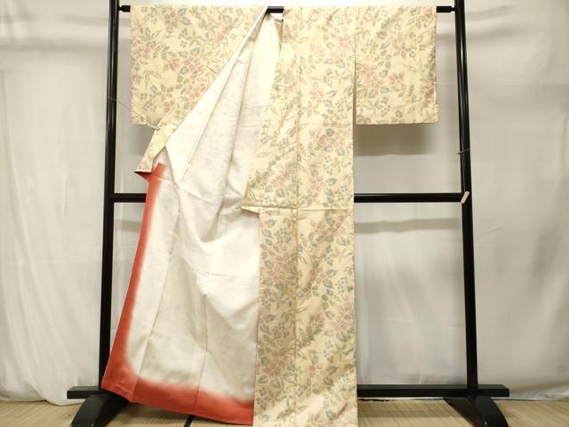 平和屋着物■上質な紬　枝花唐草文　正絹　逸品　CABM1286ev