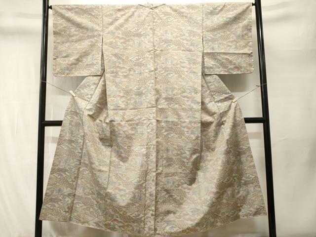 平和屋着物■本場大島紬　白大島　吉祥花文　正絹　逸品　CABM1292ev