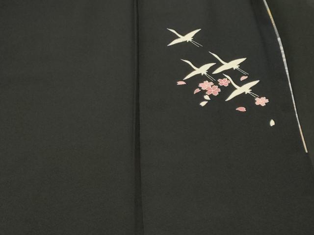 平和屋着物■豪華黒留袖　作家物　駒刺繍　地紙流水草花文　金彩　正絹　逸品　CABM1294ev