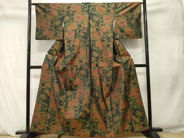 平和屋着物■本場大島紬　草花文　正絹　逸品　CABM1302ev