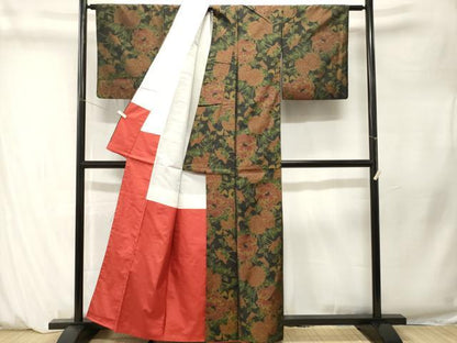 平和屋着物■本場大島紬　草花文　正絹　逸品　CABM1302ev