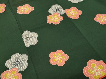 平和屋着物■上質な小紋　捻梅舞花文　暈し染め　鬼しぼ縮緬　正絹　逸品　CABM1306ev