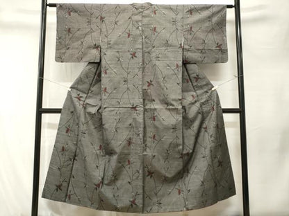平和屋着物■本場大島紬　7マルキ　葡萄蔦の葉文　正絹　逸品　CABM1309ev